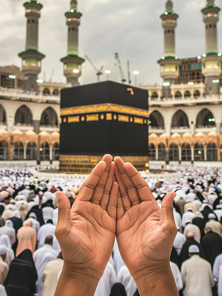 Jamaah berdoa di depan Ka'bah